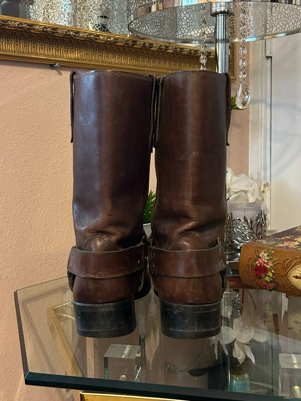 Vintage Sears Brown Leather Harness Boots Size 10.5